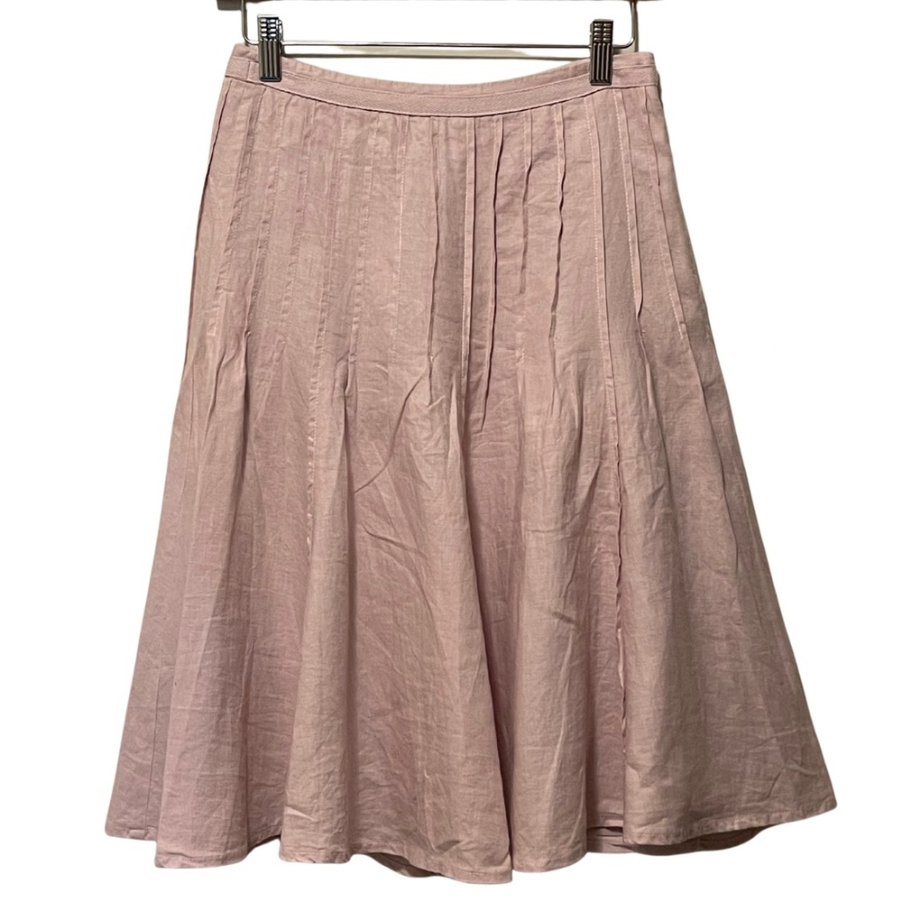Boden 100% Linen Light Pink Pleated Flare Skirt